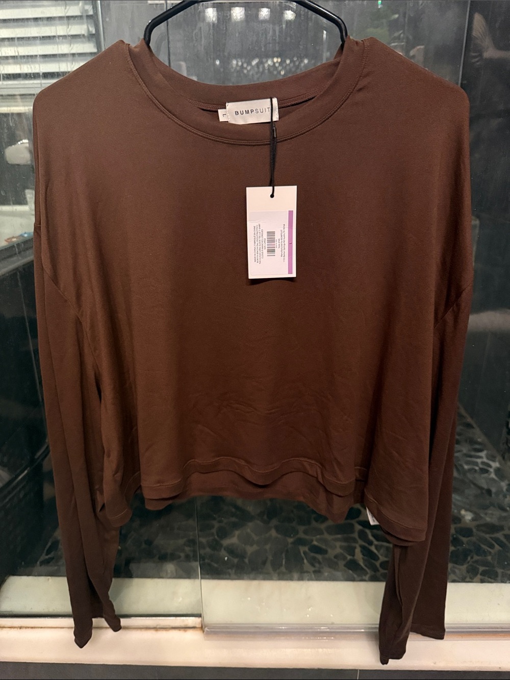 Bumpsuit Women's Brown Long-Sleeve Crewneck Tee